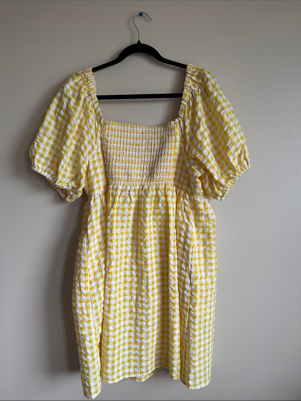 Old Navy Yellow and White Gingham Smocked Dress - Picture 5 of 7